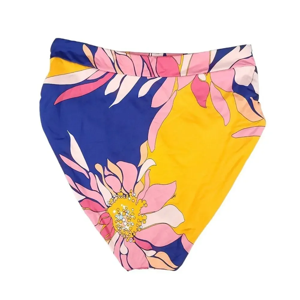 Trina Turk Fold Over High Waist Bikini Bottom